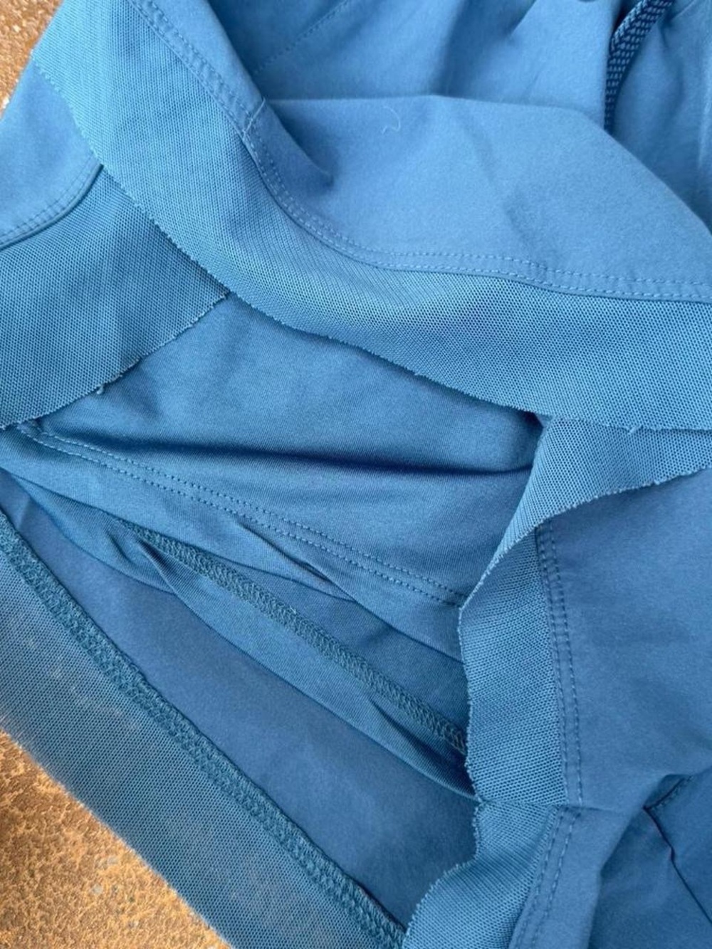 Halara Blue Mid Rise Drawstring Contrast Mesh 2-in-1 Flowy Running Shorts 3'' - Picture 6 of 6